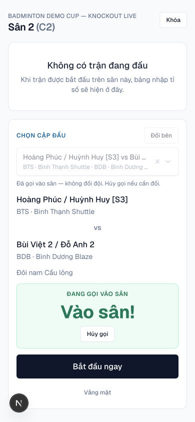 Bộ đếm gọi vào sân